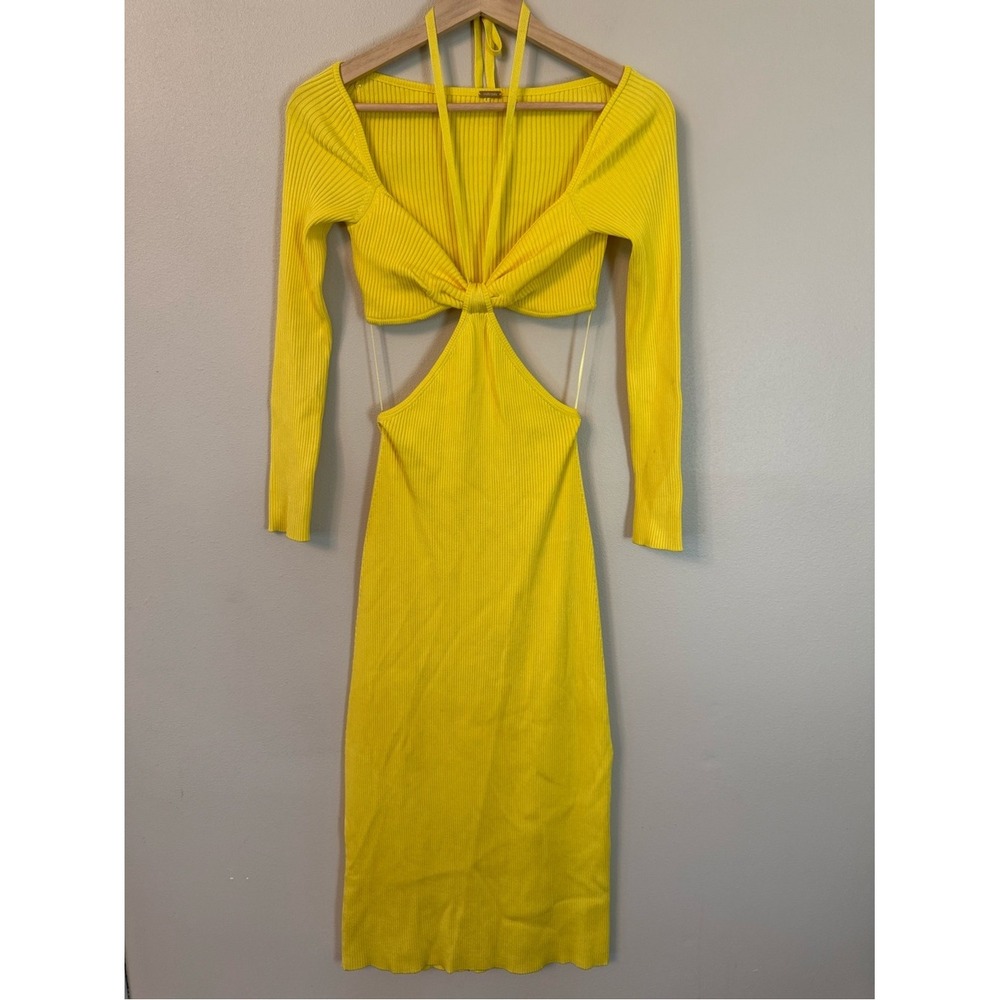 Cult Gaia Revolve Enzo Knit Cutout Midi Dress Tahdig Yellow Size S - Picture 4 of 9